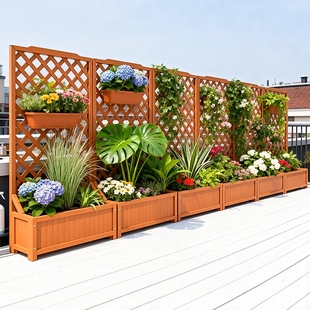 花架户外庭院防腐木花箱种植箱爬藤架露台栅栏围栏隔断阳台木花槽