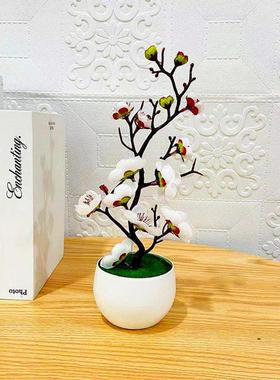 Bonsai Silk Flowers Plum Blossoms Artificial Plant Fake Flow