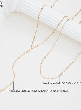 Tassel necklace 2-piece set跨境新款时尚双层Y型流苏项炼2件套