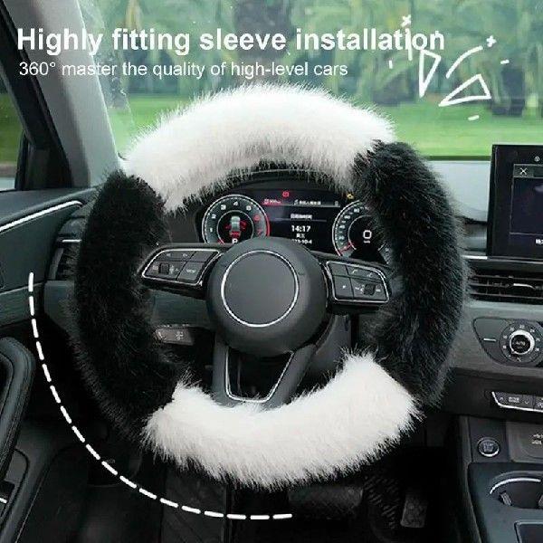 Warm Steering Wheel Cover Plush Fashionable Fuzzy Wheel