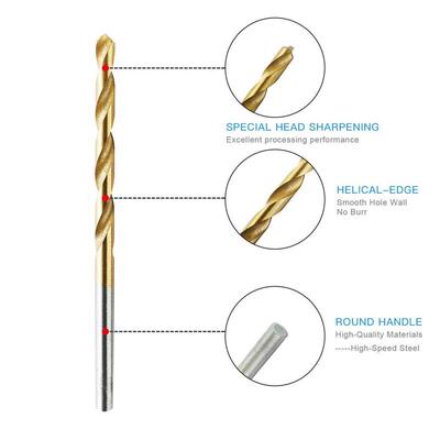50Pcs Titanium Coated HSS High Speed Steel Drill Bit Set Too