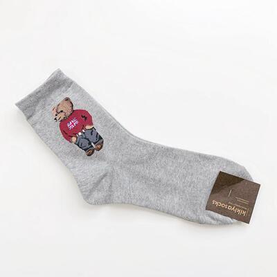 Cartoon gentleman bear Men's Socks Cotton Harajuku Skate