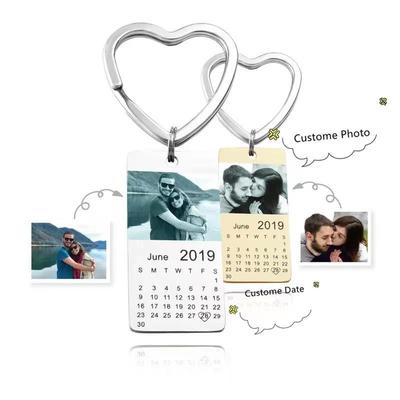 Custom Color print photo keychain couples anniversary gift