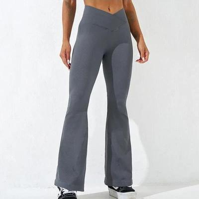 Women Thread Seamless Leggings Fitness Flared Pants High Wai