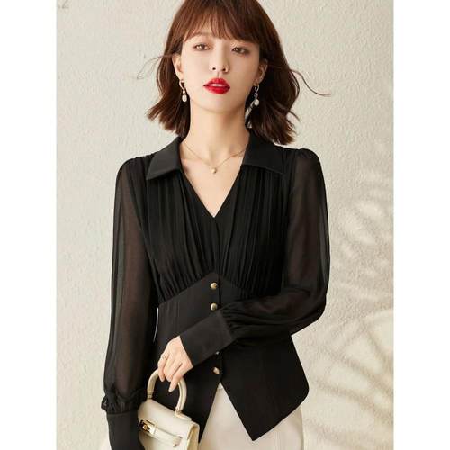 Chiffon Elegant Blouse Women Youth Casual Lady Plain Shirt