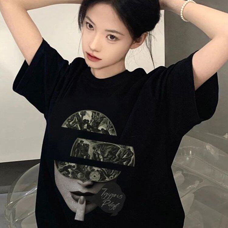 官图 重磅/精梳纯棉 后包领 有缝边 S-XXXL 夏装短袖T恤女