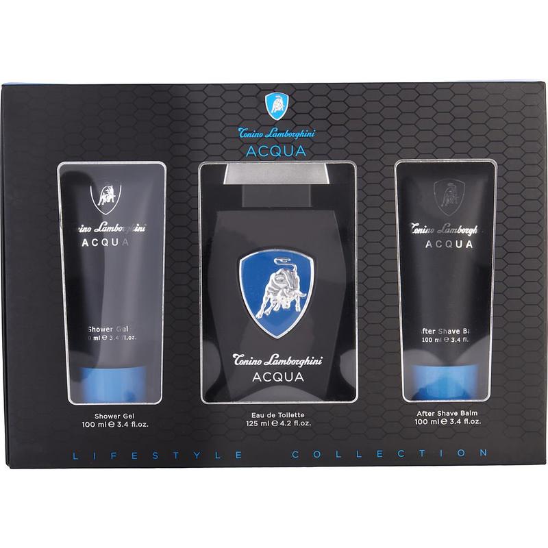 LAMBORGHINI ACQUA; SET-EDT SPRAY 4.2 OZ& AFTERSHAVE BALM