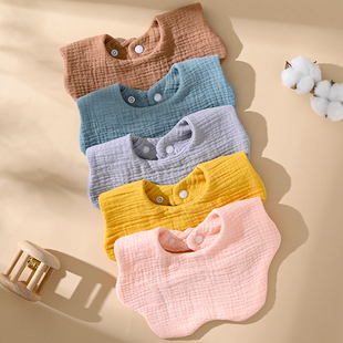 婴儿围嘴六层纯棉全棉纱布口水巾新生儿宝宝防吐奶花瓣围兜男女宝