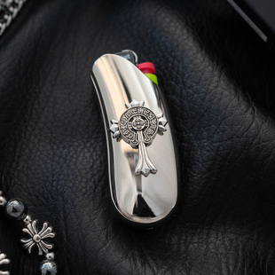 十字架徽章砂轮创草蜢一次性打火机金属外壳可替换j5防爆比克暗黑