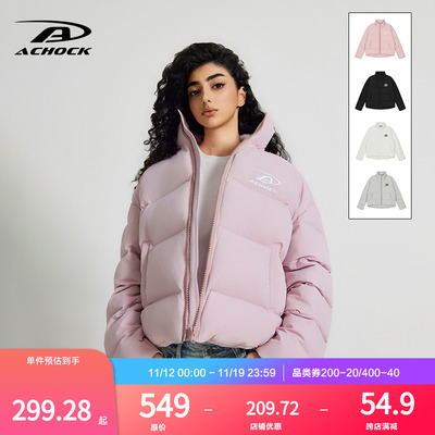 Achock旗舰店羽绒服棉服美式基础简约刺绣logo棉服冬外套情侣潮