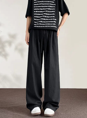 VIISHOW纯棉黑色裤子男士2025年春新款宽松直筒阔腿百搭休闲长裤