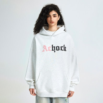 【Achock官方店】国潮美式拼色印花logo加绒重磅加厚卫衣连帽衣男