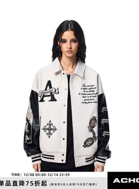 【Achock官方店】美式复古重工翻领上衣夹克潮牌重磅刺绣棒球服男