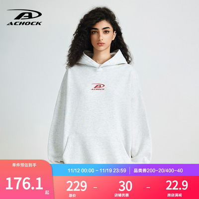 【Achock官方店】美式重磅小logo简约加绒卫衣情侣连帽上衣秋冬潮
