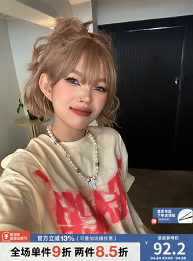 Teach Peace 国潮原创烟雾LOGO短袖体恤宽松街头嘻哈情侣T恤夏季