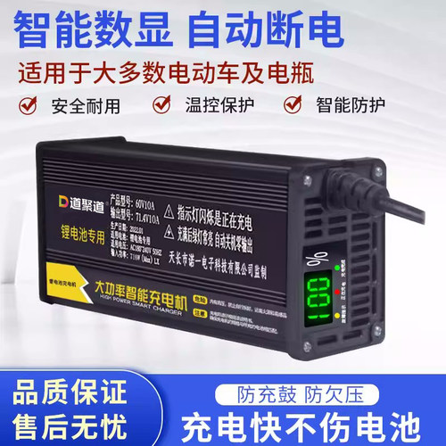 数显48V锂电池电瓶充电器三元54.6V2A5A8A10A快充锂电池充电器48V