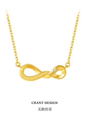 18K金爱无限蝴蝶结项链 女5G黄金纯银钻石薰衣草锁骨链绳结扭环潮