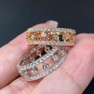 露珠戒指 女925纯银轻奢高级感水滴音符满钻玫瑰金镂空指环手饰品