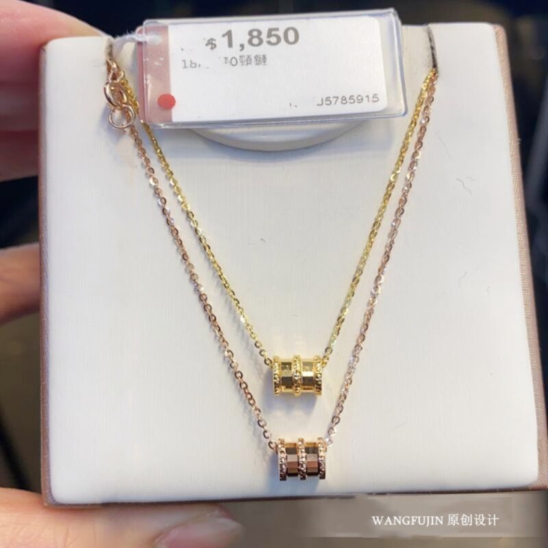 调太幅18K金小蛮腰项链女黄金玫瑰金纯银转.运珠锁骨链个性礼物潮