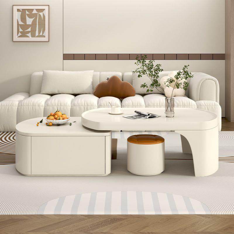 奶油风茶几多功能可伸缩桌子客厅家用现代简约高级感餐桌网红茶桌