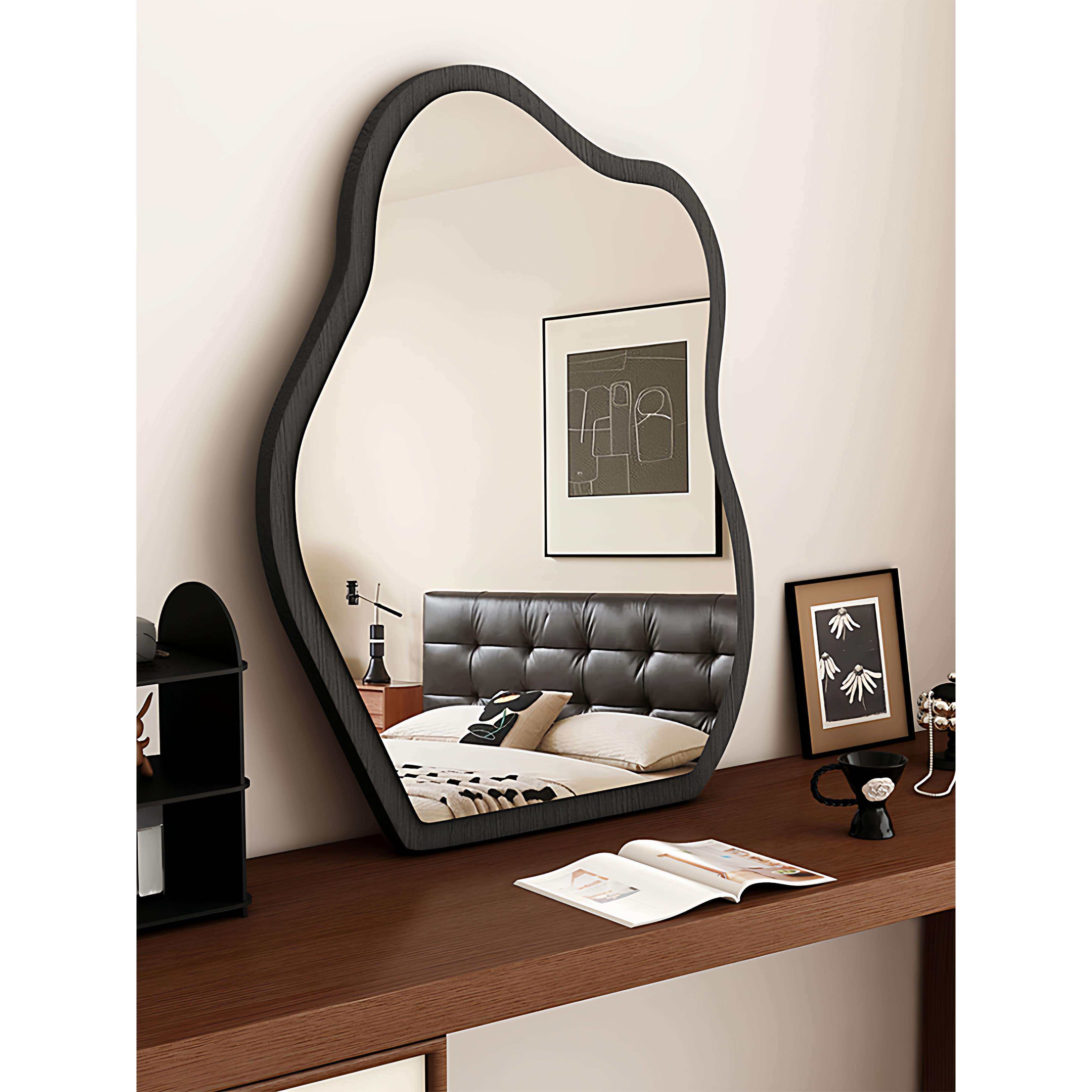 中古风化妆镜梳妆台镜子卧室家用云朵装饰镜可壁挂台式桌面美妆镜