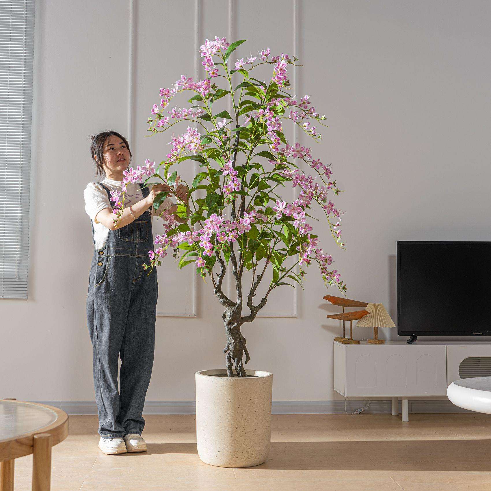 仿真植物垂丝茉莉花假树摆件高端仿生绿植室内民宿橱窗造景装饰