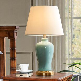 北欧轻奢美式陶瓷台灯卧室床头灯温馨创意简约现代家用客厅新中式