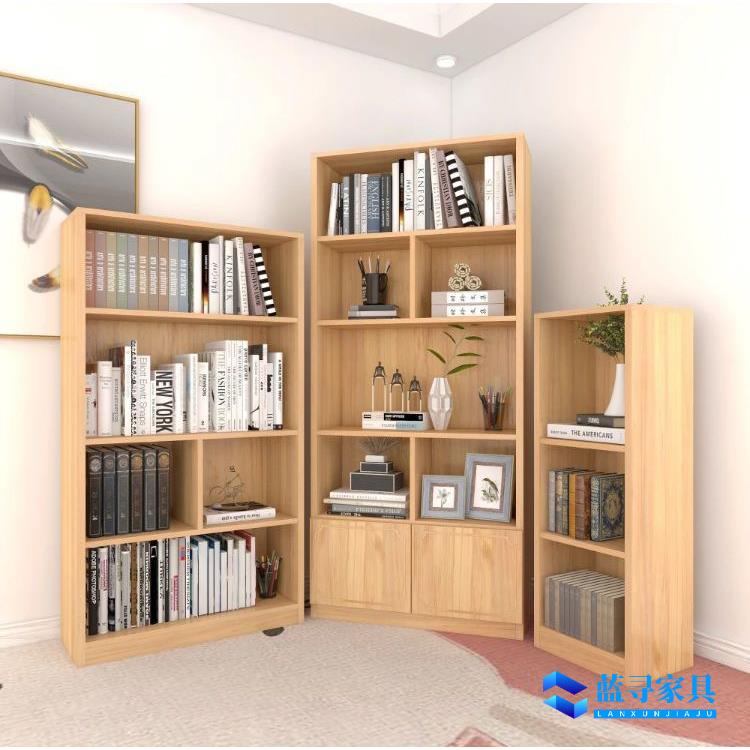 实木书柜书架松木放书装书用靠墙书柜学生带门书柜简约现代置物架