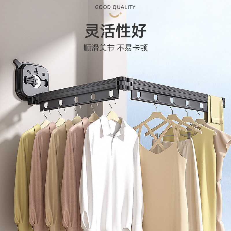 免打孔吸盘折叠隐形伸缩晾衣架图片