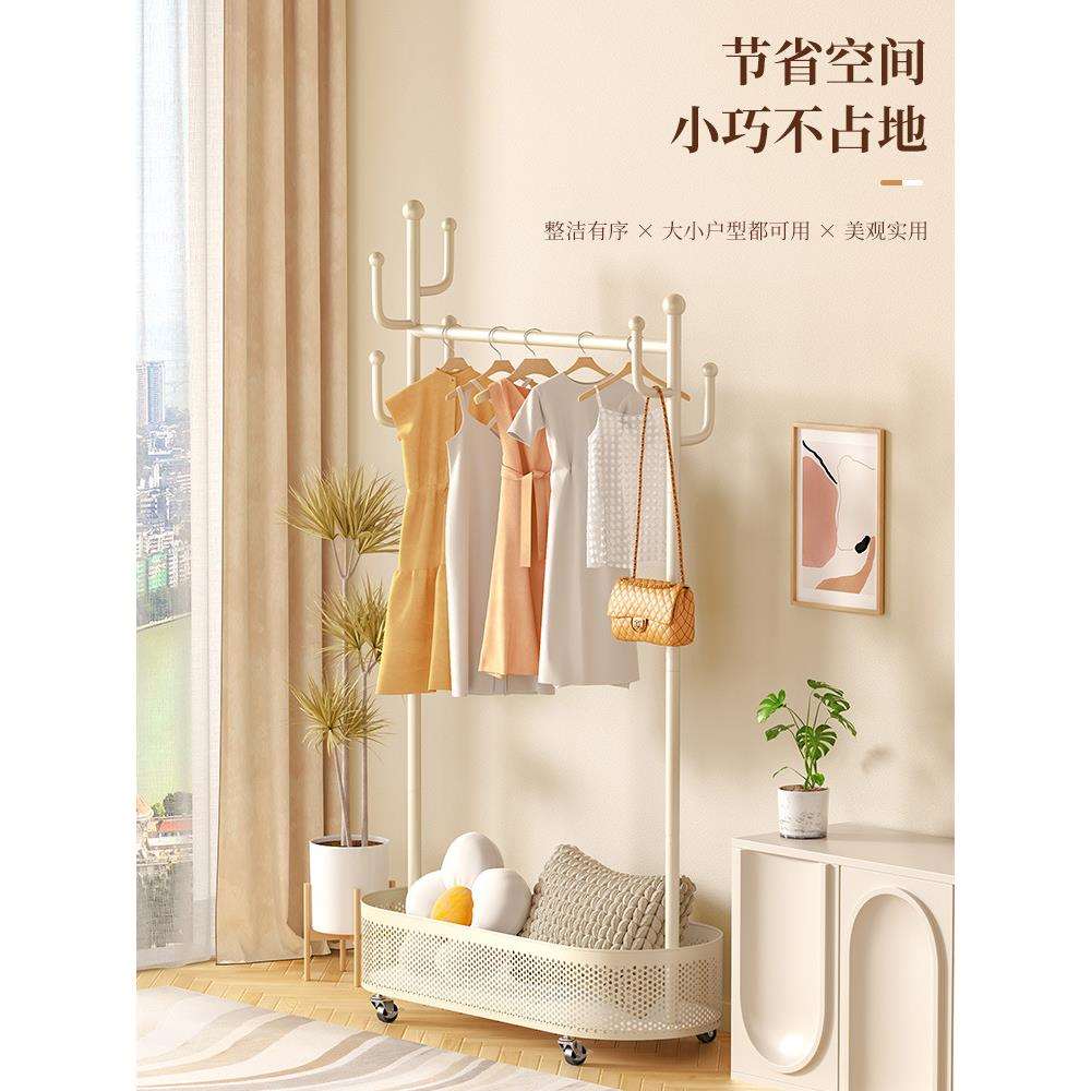 衣架落地卧室家用室内挂衣架房间可移动带轮挂衣服架子简易衣新品