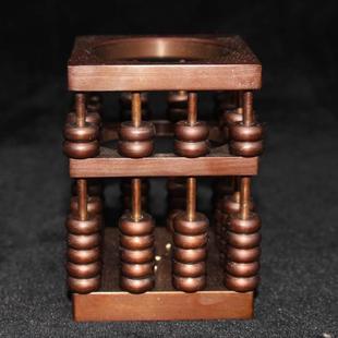 古玩古董杂项收藏仿古老旧红铜四方算盘笔筒收藏物件