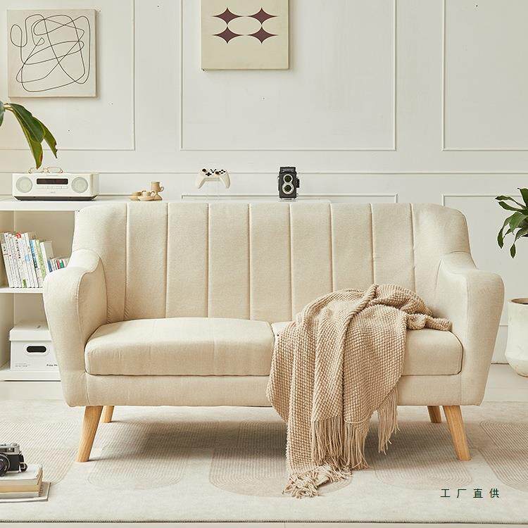 北欧棉麻布艺小户型卧室阳台出租屋单人公寓日式一米二两双人沙发