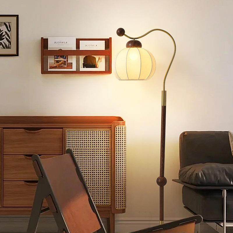 法式复古风落地灯客厅沙发旁中古卧室感装饰立式落地台灯