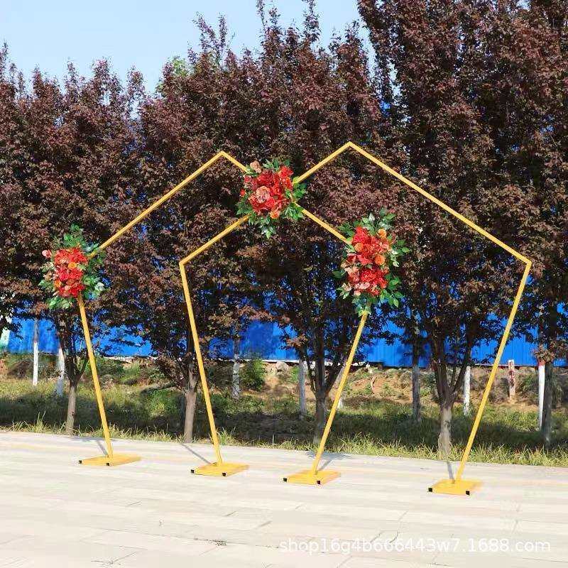 婚庆铁艺五边形拱门森系道具摆件创意户外桁架圆弧形