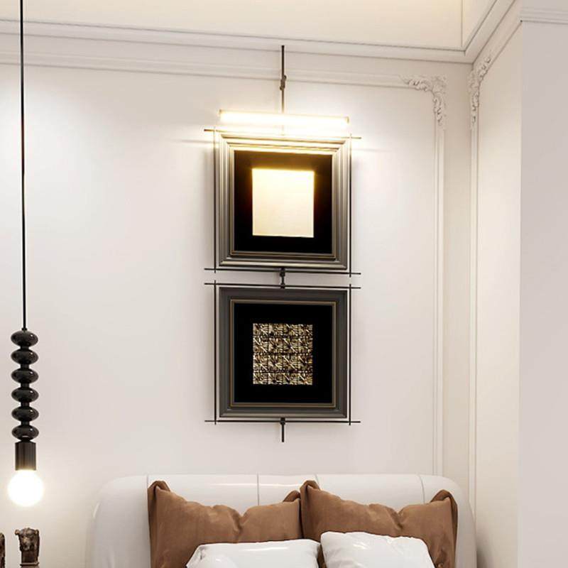 氛围灯光挂画轻奢简约客厅书房玄关装饰画中古风不锈钢立体装置画