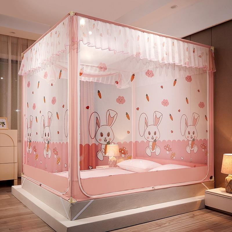 全底卡通儿童防蚊防摔蚊帐可爱家用卧室三开门1.2米1.8m1.5防掉床