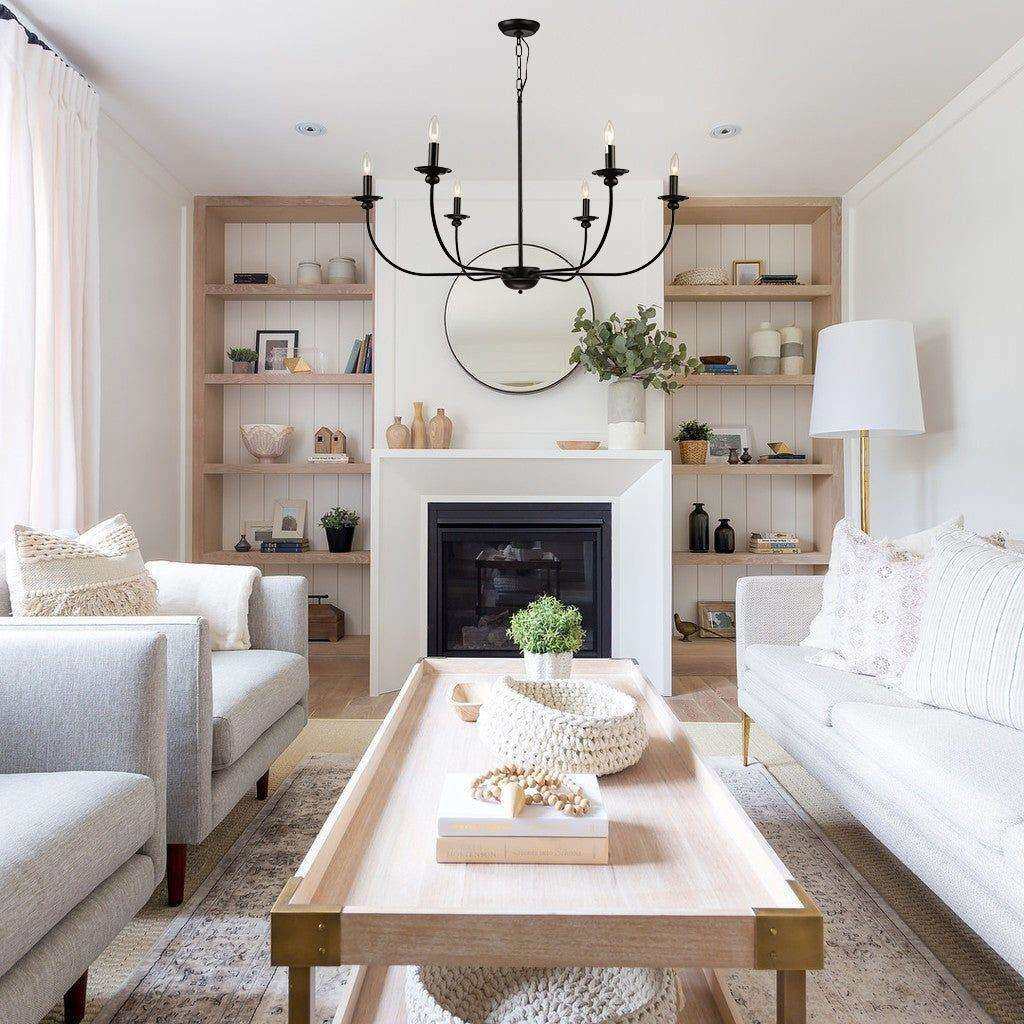 现货美式乡村简约吊灯创意大厅卧室田园餐厅复古黑色铁艺蜡烛灯饰