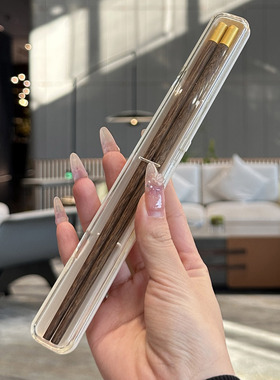 【老板娘自用】便携筷子鸡翅木筷外出个人一人筷子盒学生餐具收纳