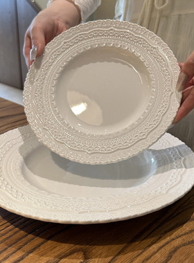 【老板娘自留款漂亮】法式flower and Alice浮雕陶瓷西餐盘陶瓷盘