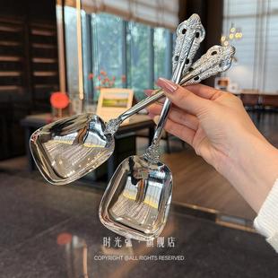 大铲子铲到我心巴｜欧式复古雕花18-10不锈钢家用公勺分菜分饭勺