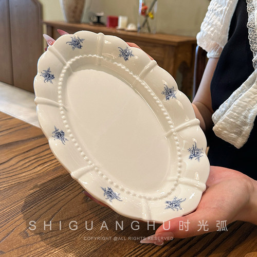 复古法式ins风花瓣椭圆形平盘