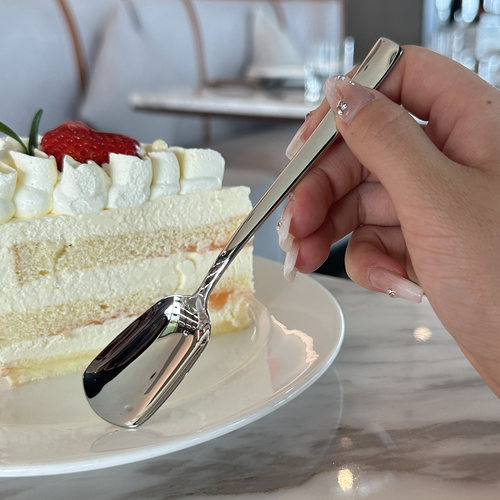 316不锈钢方头甜品勺子酸奶勺