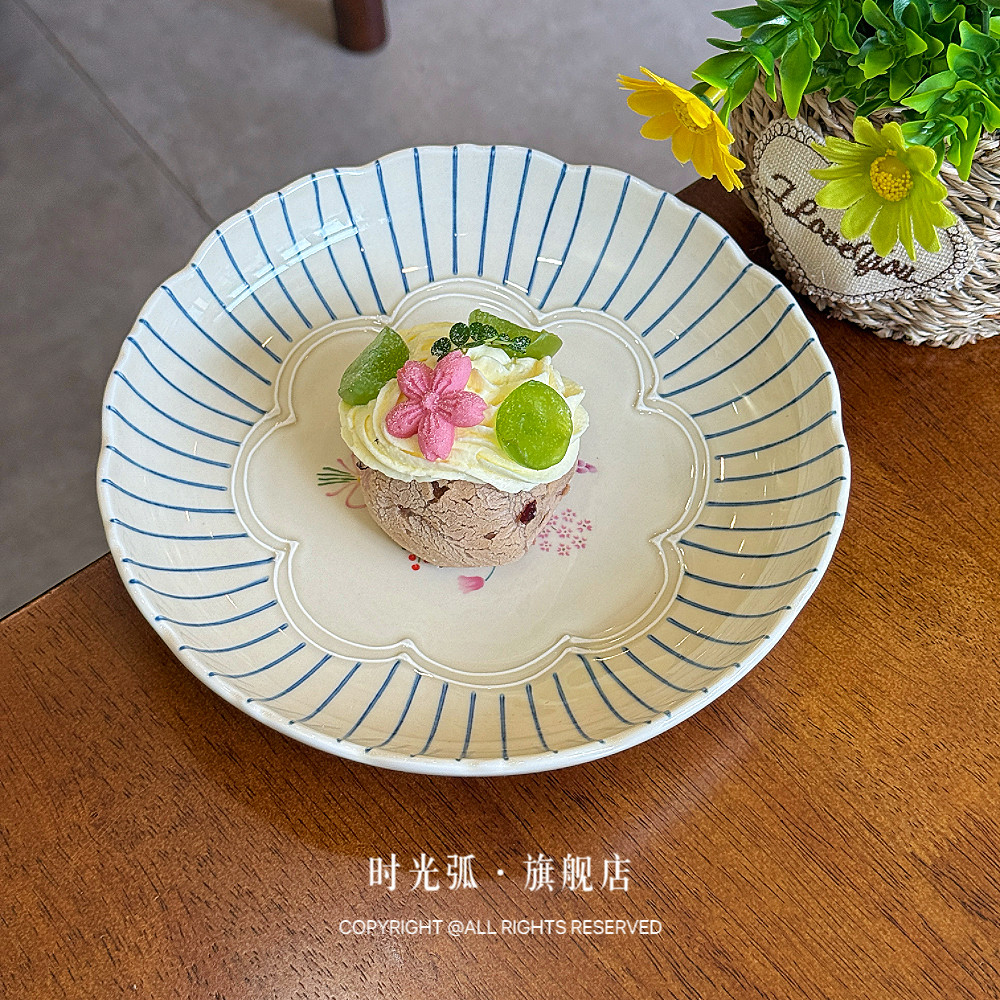 打造温暖的餐具｜时光弧｜波浪花边盘子带深度陶瓷盘菜盘意面盘子