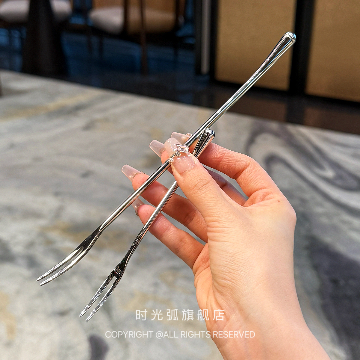 法式小蛮腰长柄水果叉！高级304不锈钢点心甜品叉蛋糕叉子月饼叉