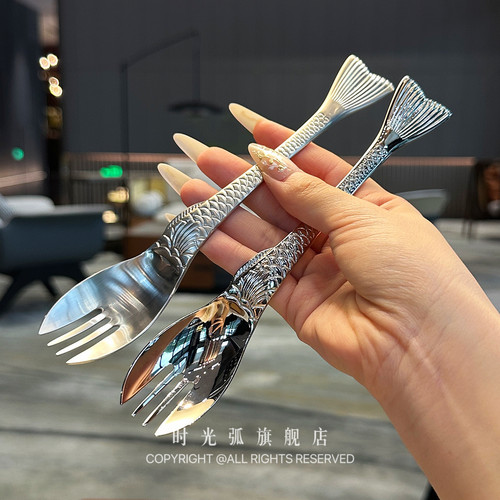 美人鱼叉子勺子一体1沙律叉