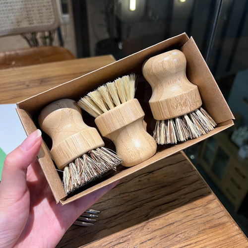 小玩意，大用处！ 厨房清洁刷剑麻棕榈楠竹子短柄圆碟刷洗碗刷锅