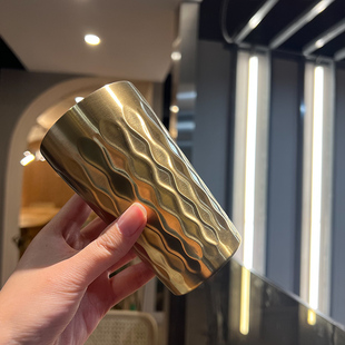 口杯 啤酒杯咖啡杯韩式 漂亮 304不锈钢锤纹双层水杯 老板自留款