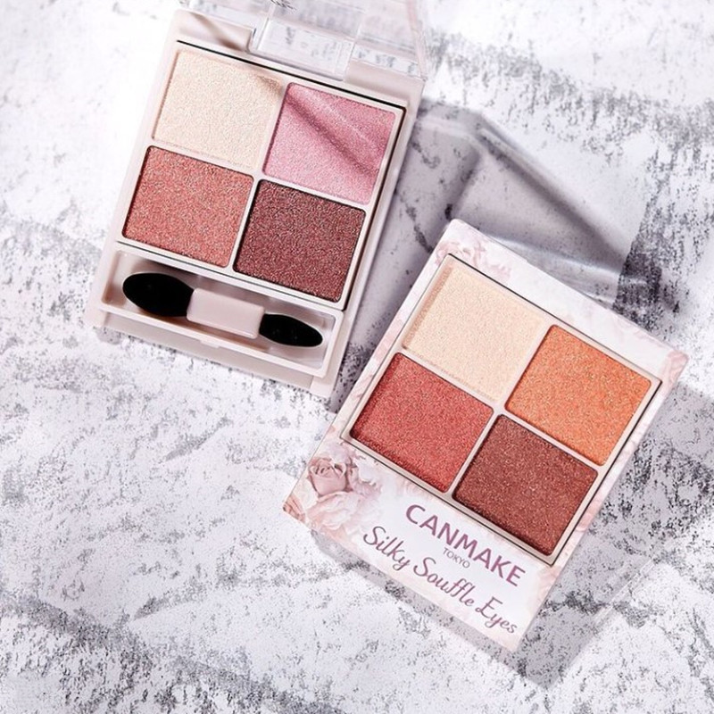日本canmake井田四色眼影珠光不晕染清透自然持久粉色系桃花现货