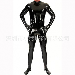 日系搜查官漆皮套装大码45xl200斤全身拉链紧身男士连体塑身衣