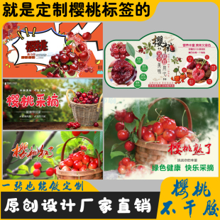 樱桃美早黑珍珠早红黄蜜标签车厘子蓝莓荔枝龙眼西瓜不干胶贴纸